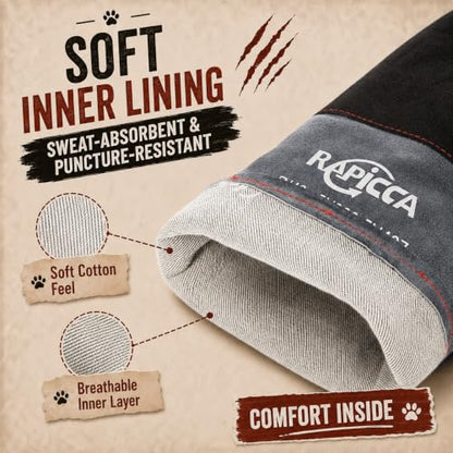 RAPICCA Animal Handling Gloves, Bite Proof Double Leather, 22 in Grey-Black - size: 2 Count (Pack of 1), style: 22 Inches