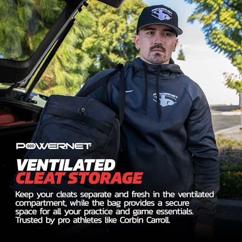 PowerNet Pro Duffle Bag, Softball Baseball Bag, Baseball Gear Bag, Baseball Bat Bag with Internal Bat Sleeves, Baseball Bags with Padded Strap & Pockets - style: Bat Vault Duffle Bag