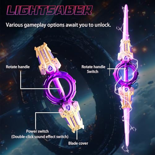 2-Pack 43-Inch Spinning Light Sword with Sound Effects,Telescopic Kids' Light Sword, Rechargeable LED Toy Lightsaber, Suitable for Kids and Adults, Halloween Cosplay Gift