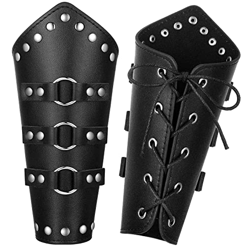 Patelai 1 Pair Faux Leather Arm Bracers - color: Black, size: Small, style: Rock Style