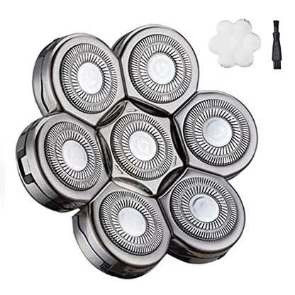 7 Blades Head Men's Electric Shaver Replacement Heads Floating Washable Shaver Replacement Blades for Bald Men (Silvery) - color: Silver2