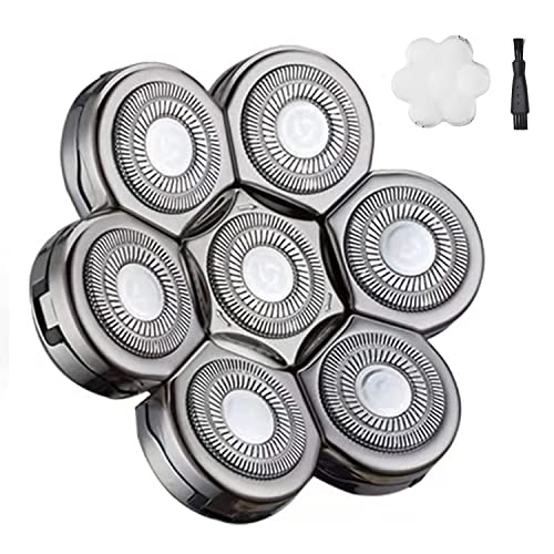 7 Blades Head Men's Electric Shaver Replacement Heads Floating Washable Shaver Replacement Blades for Bald Men (Silvery) - color: Silver2
