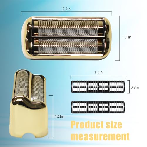 Replacement Foil and Cutter for BaBylissPRO Barberology Electric Shaver, Double Foil Shaver Replacement Head Compatible with BaBylissPRO Barberology FXFS2 Razors, 2PCS - color: Gold-2pcs