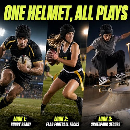 ZENFUN Rugby Helmet Shell, Soft Padded Headgear for Soccer, Protective Football Headguards for Youth, Scrum Cap for Kids, Medium/Large/Extra Large Size - size: X-Large