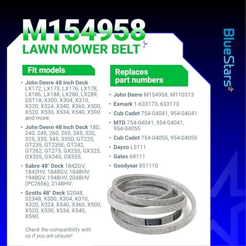 BlueStars M154958 Mower Deck Belt | Aramid Cord | 111.4" x 5/8" - size: M154958, style: Aramid Cord