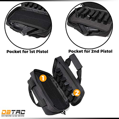 DBTAC Gun Case Bag XS | Tactical 1~2 Pistol Bag Firearm Shooting Case with Lockable Zipper for Shooting Range Outdoor Hunting | US Flag Patch + Universal Holster Included - color: Black