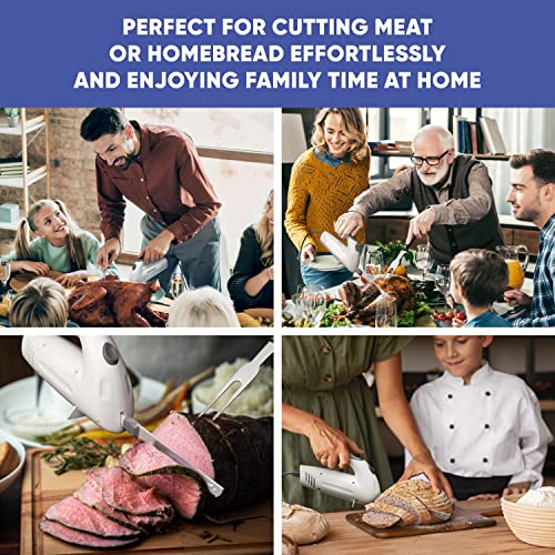 Homaider Electric Knife for Meat Slicing, Turkey, Carving Meat, Bread & More | Ergonomic Handle + 2 Carving Reciprocating Stainless Steel Blades and Serving Fork Included, 6 Foot Cord (Pack of 2) - size: Knife (Pack of 2)