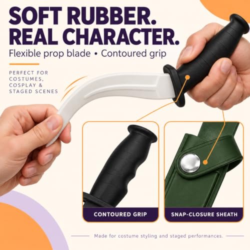TIETHEKNOT Rubber Dagger Safe Fake Prop Knife with Sheath Harmless Cosplay Accessory Halloween props 10.5 Inch Length (red) - color: Red