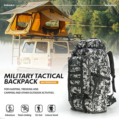 100L Hiking Camping Backpack MOLLE Rucksack Waterproof Daypack for Traveling (City Camo) - color: Citycamo