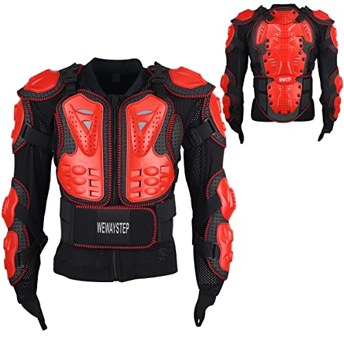 Motorcycle Body Armor Jacket with Chest Spine Protection - color: Red, size: Small