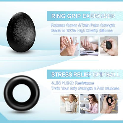 ACOTANT Grip Strength Trainer(5 Pack) with Finger Exerciser