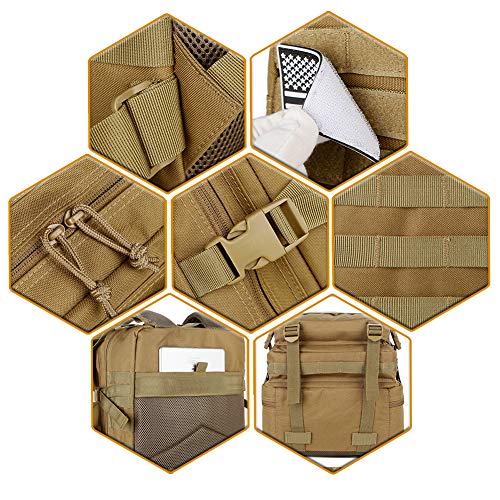 QT&QY 45L Military Tactical Backpacks Molle Army Assault Pack 3 Day Bug Out Bag Hiking Treeking Rucksack… - color: 0.1 Tan