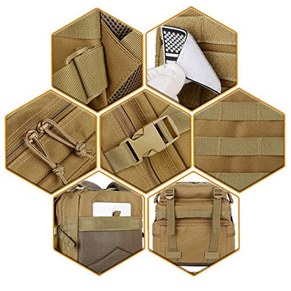 QT&QY 45L Military Tactical Backpacks Molle Army Assault Pack 3 Day Bug Out Bag Hiking Treeking Rucksack… - color: 0.1 Tan