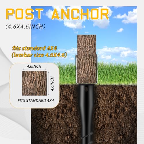 Hicarer 6 Pack No Dig Ground Anchors for Standard 4 x 4 Posts,Black - color: Black