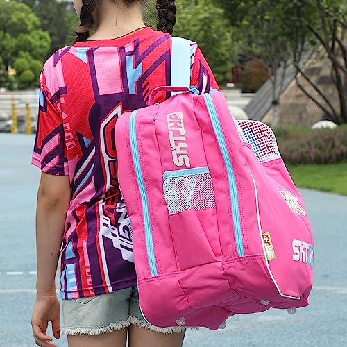 Roller Skate Bag with Adjustable Shoulder Strap for Kids and Adults to Hold Inline Skates and Knee Pads - color: B Pink