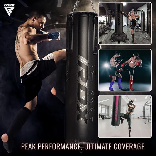 RDX Shin Guards Kickboxing Muay Thai, SATRA Approved, MMA Leg Instep Protection Pads, Sparring Training Martial Arts Boxing, Elasticated Padded Protector, Karate BJJ Taekwondo Gear, Men Women - color: Full Black, size: Small