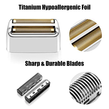 Replacement Foil and Cutters for BaBylissPRO Barberology Double Foil Shaver, Replacement Foil for BaBylissPRO Barberology FXFS2 Shaver, Silver - color: Silver