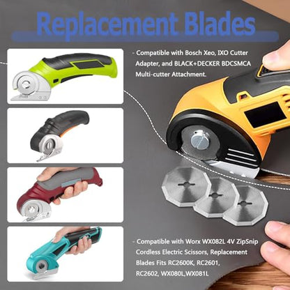 Mesee 3PCS Rotary Cutter Replacement Blades Cordless Electric Scissors Cutting Blades Cardboard Rotary Cutter Blade Refill for Leather Fabric Package Carpet Plastic Box Cutting