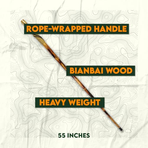 SE Survivor Series 55" Hand Carved Wolf Hiking Stick, Weatherproof, Rope Wrapped, Metal Tip - WS626-55RW
