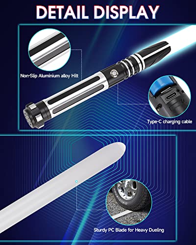 ANASABER Dueling Light Saber, Motion Control Light Sabers for Adults,Smooth Swing Light Saber with 16 Sound Fonts,RGB 12 Colors Changeable, Metal Hilt for Halloween Cosplay, Xmas Gift, Black,S9 - color: Black