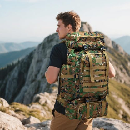 JUMAHE 80L 2-Pack Hiking Backpack for Men with Sling Tactical Backpack - Rucksack Molle Military Tactical Waterproof Lightweight Camping Backpack 3 Day Assault Pack for Travel, Climbing, Backpacking - color: 80l Green - Pro(900d Fabric) + Sling Bag Bundle