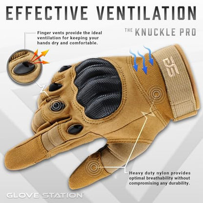 Glove Station Hard Knuckle Utility Gloves, Touchscreen, THKFF, Tan, XL - color: Tan - Hard Knuckle, size: X-Large