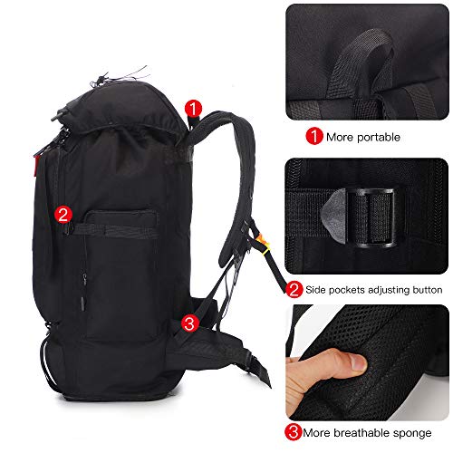 100L Hiking Camping Backpack MOLLE Rucksack Waterproof Daypack for Traveling - color: Black