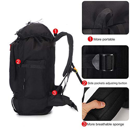 100L Hiking Camping Backpack MOLLE Rucksack Waterproof Daypack for Traveling - color: Black