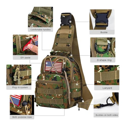 JUMAHE 80L 2-Pack Hiking Backpack for Men with Sling Tactical Backpack - Rucksack Molle Military Tactical Waterproof Lightweight Camping Backpack 3 Day Assault Pack for Travel, Climbing, Backpacking - color: 80l Green - Pro(900d Fabric) + Sling Bag Bundle