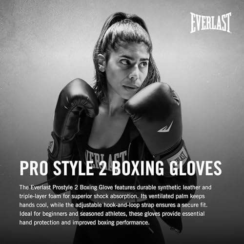 Everlast Prostyle 2 Boxing Gloves, Entry Level Training Gloves for Men and Women, Secure Fit Hook and Loop Closure & Ventilation, Heavy Bag & Speedbag Training - color: Red, size: 16 oz