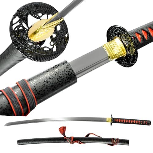 Authentic Japanese Katana Sword - Exquisite Craftsmanship Real Katana, High Toughness katanas - color: 1060 steel