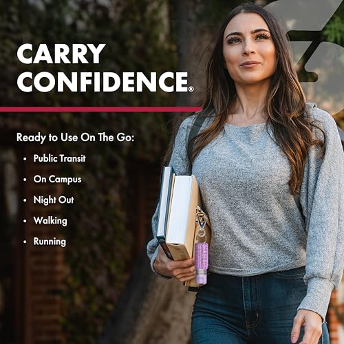 SABRE Pepper Spray with Fast Flip-Top Safety & Snap‑Clip Keychain for Self Defense - Maximum Police Strength OC with UV Marking Dye, 10‑Sec. Spray, 14-ft Range, Finger Grip, Made in USA, 0.54 fl oz - color: Light Gray, 1-Pack