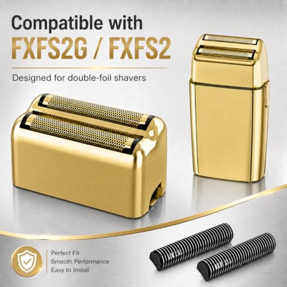 Replacement Heads Foil & Cutters Compatible with BaBylissPRO FXFS2 Shaver - color: 2 gold