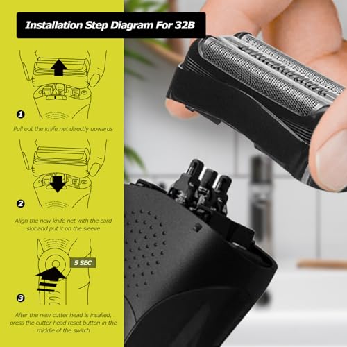 3P 32B Electric Replacement Shaver Head Compatible with Series 3 Shaving Razor Head, Suitable for 3 Series Models 3000s, 3010s, 3040s, and 3050cc. - size: 3 Count (Pack of 1)