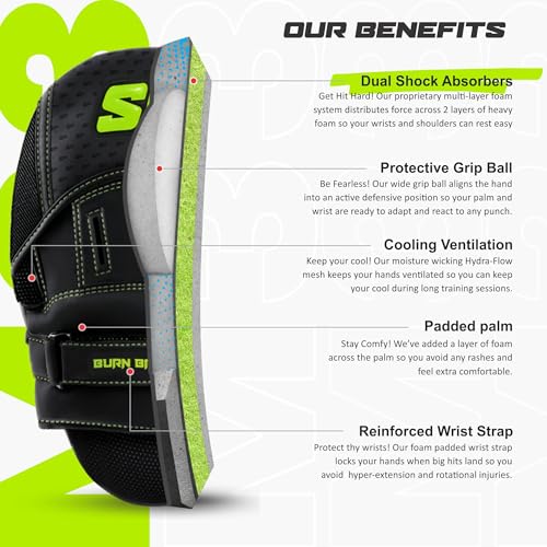 Starpro Curved Boxing Mitts - Punch Mitts Training Hand Pads for Men Women with Secure Hook & Loop MMA Muay Thai