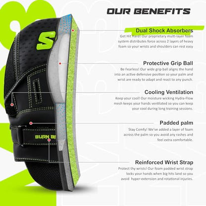 Starpro Curved Boxing Mitts - Punch Mitts Training Hand Pads for Men Women with Secure Hook & Loop MMA Muay Thai