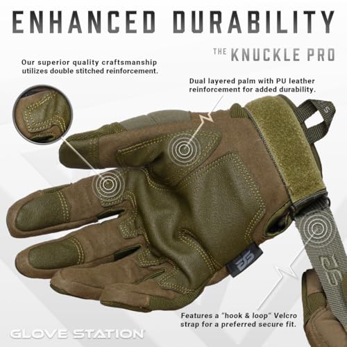Glove Station Hard Knuckle Utility Gloves, Touchscreen, THKFF, Green, XL - color: Green - Hard Knuckle, size: X-Large