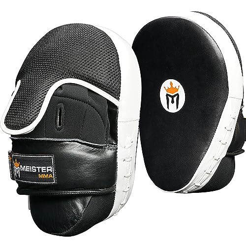 Meister Cowhide Leather Curved Focus Mitts w/Wrist Support (Pair)