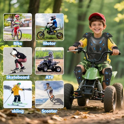 Kids Dirt Bike Gear, Motocross Adjustable Armor Body Guard Vest Suit (Red) - color: Red