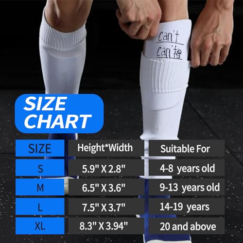 TOMIYO Soccer Shin Guards with Socks Kids 10-12 Calf Protective Equipment - color: Can't, size: Medium