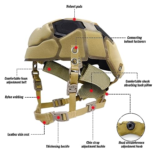 Tactical Helmet Pads and Helmet Chin Strap Replacement Adjustable for Tactical Fast MICH ACH Bump FMA EXF Helmet Replacement Accessories Kit - color: khaki