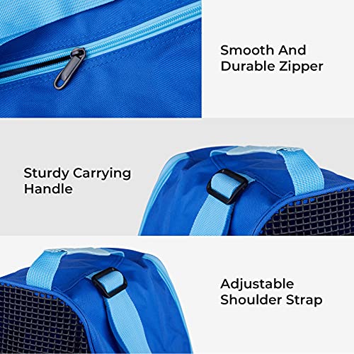 Roller Skate Bag with Adjustable Shoulder Strap for Kids and Adults to Hold Inline Skates and Knee Pads - color: Blue