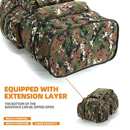 100L Hiking Camping Backpack MOLLE Rucksack Waterproof Daypack for Traveling (Woodland Camo) - color: Woodlandcamo