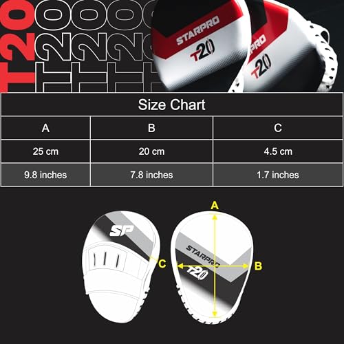 Starpro Boxing Pads – Ventilated Hook & Jab Training Mitts for Muay Thai Kickboxing MMA - color: Black/Red