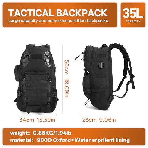 gracedon Military Tactical Backpack for Men and Women Fitness Hiking Black4 - color: Black-4