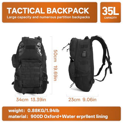 gracedon Military Tactical Backpack for Men and Women Fitness Hiking Black4 - color: Black-4