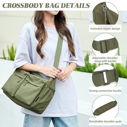 FSD.WG Crossbody Messenger Bag for men Shoulder Bag Large Capacity Laptop Bag Casual Bag - color: 59green