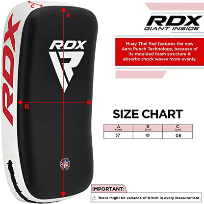 RDX Muay Thai Pad for Training, Curved Kickboxing Kicking Strike Shield, Coaching Kick Boxing, MMA, Martial Arts, Karate, Taekwondo, Punching, Foot, Knee and Elbow Target - color: White
