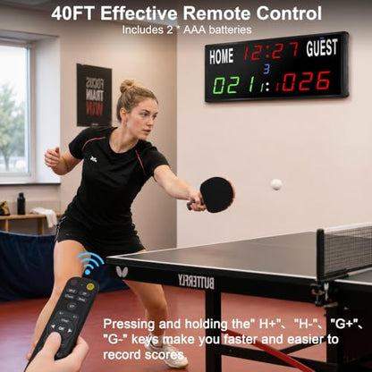 LED Electronic Scoreboard Digital Score Keeper with Remote/Timer/Shot Clock - size: Large