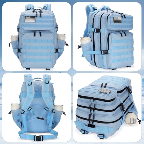 Military 45L Tactical Assault Backpack 3 day assault pack with Molle Waterproof backpack Rucksack for Tactical Backpacks - color: Skyblue